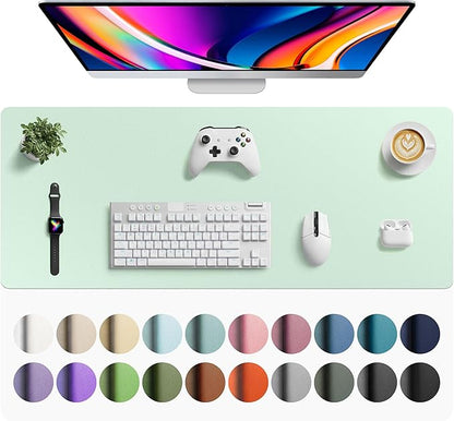 Aothia Faux Leather Desk Mat - Large Mouse Pad, Non - Slip PU Leather Blotter, Waterproof Writing Surface for Office and Home (Aqua, 42" x 17") | Desk Pads Blotters - TrueDesk