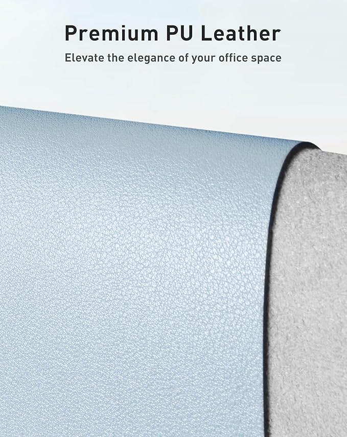 Aothia Faux Leather Desk Mat - Large Mouse Pad, Non - Slip PU Leather Blotter, Waterproof Writing Surface for Office and Home (Baby Blue, 40" x 24") | Desk Pads Blotters - TrueDesk