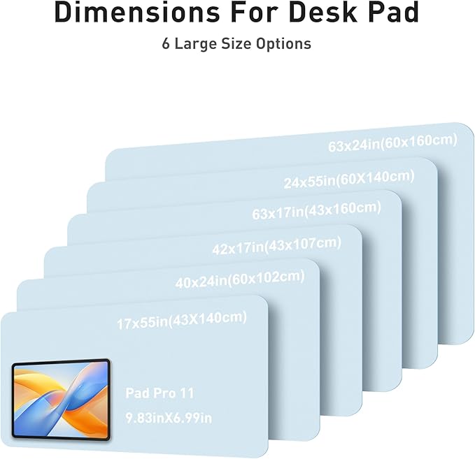 Aothia Faux Leather Desk Mat - Large Mouse Pad, Non - Slip PU Leather Blotter, Waterproof Writing Surface for Office and Home (Baby Blue, 42" x 17") | Desk Pads Blotters - TrueDesk