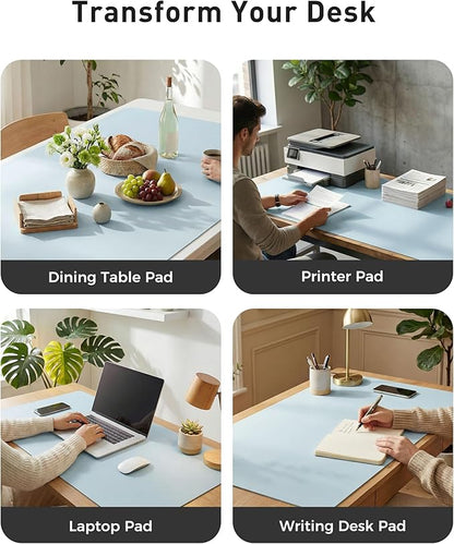 Aothia Faux Leather Desk Mat - Large Mouse Pad, Non - Slip PU Leather Blotter, Waterproof Writing Surface for Office and Home (Baby Blue, 42" x 17") | Desk Pads Blotters - TrueDesk