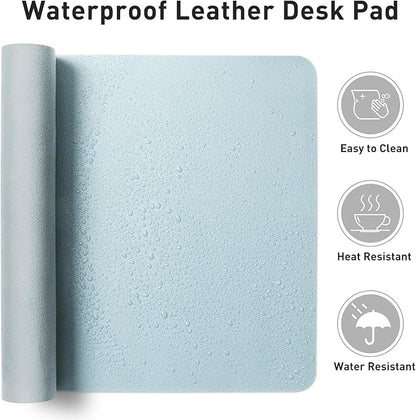 Aothia Faux Leather Desk Mat – Large Mouse Pad, Non - Slip PU Leather Blotter, Waterproof Writing Surface for Office and Home (Baby Blue, 47.2" x 23.6") | Desk Pads Blotters - TrueDesk