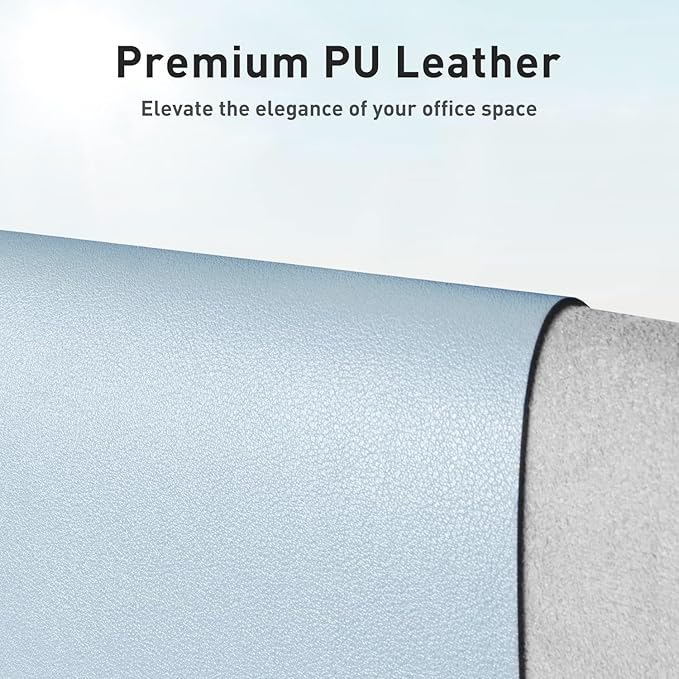 Aothia Faux Leather Desk Mat – Large Mouse Pad, Non - Slip PU Leather Blotter, Waterproof Writing Surface for Office and Home (Baby Blue, 47.2" x 23.6") | Desk Pads Blotters - TrueDesk