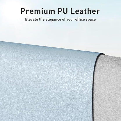 Aothia Faux Leather Desk Mat – Large Mouse Pad, Non - Slip PU Leather Blotter, Waterproof Writing Surface for Office and Home (Baby Blue, 47.2" x 23.6") | Desk Pads Blotters - TrueDesk