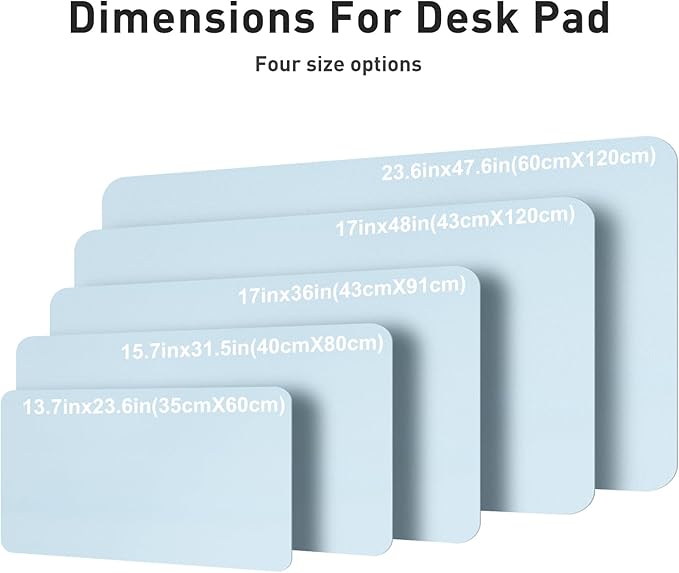 Aothia Faux Leather Desk Mat – Large Mouse Pad, Non - Slip PU Leather Blotter, Waterproof Writing Surface for Office and Home (Baby Blue, 47.2" x 23.6") | Desk Pads Blotters - TrueDesk
