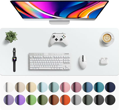 Aothia Faux Leather Desk Mat - Large Mouse Pad, Non - Slip PU Leather Blotter, Waterproof Writing Surface for Office and Home (Barely Grey, 42" x 17") | Desk Pads Blotters - TrueDesk