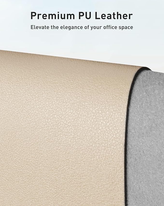 Aothia Faux Leather Desk Mat - Large Mouse Pad, Non - Slip PU Leather Blotter, Waterproof Writing Surface for Office and Home (Beige, 42" x 17") | Desk Pads Blotters - TrueDesk