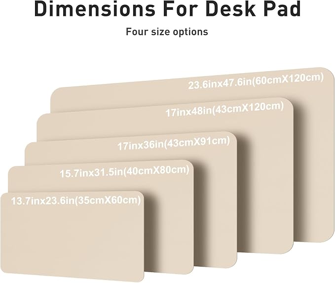 Aothia Faux Leather Desk Mat – Large Mouse Pad, Non - Slip PU Leather Blotter, Waterproof Writing Surface for Office and Home (Beige, 47.2" x 23.6") | Desk Pads Blotters - TrueDesk
