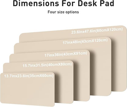 Aothia Faux Leather Desk Mat – Large Mouse Pad, Non - Slip PU Leather Blotter, Waterproof Writing Surface for Office and Home (Beige, 47.2" x 23.6") | Desk Pads Blotters - TrueDesk
