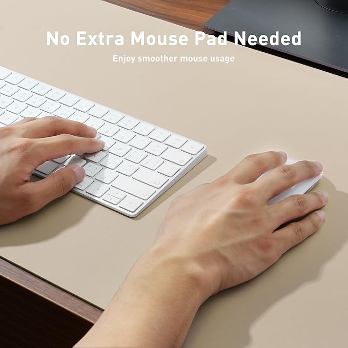 Aothia Faux Leather Desk Mat – Large Mouse Pad, Non - Slip PU Leather Blotter, Waterproof Writing Surface for Office and Home (Beige, 47.2" x 23.6") | Desk Pads Blotters - TrueDesk