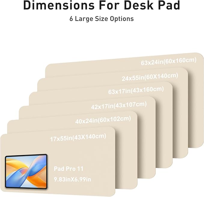 Aothia Faux Leather Desk Mat - Large Mouse Pad, Non - Slip PU Leather Blotter, Waterproof Writing Surface for Office and Home (Beige, 63" x 17") | Desk Pads Blotters - TrueDesk