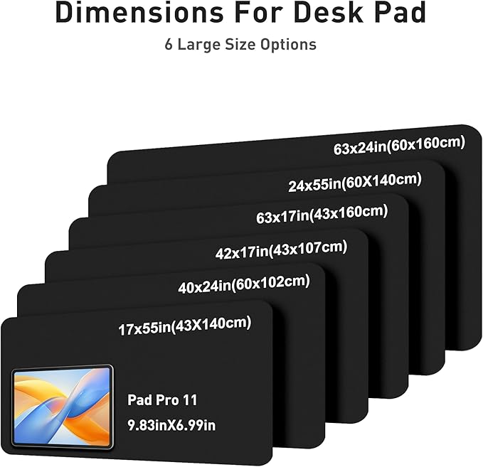 Aothia Faux Leather Desk Mat - Large Mouse Pad, Non - Slip PU Leather Blotter, Waterproof Writing Surface for Office and Home (Black, 42" x 17") | Desk Pads Blotters - TrueDesk