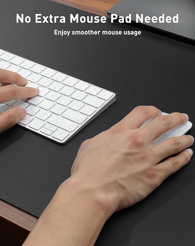Aothia Faux Leather Desk Mat - Large Mouse Pad, Non - Slip PU Leather Blotter, Waterproof Writing Surface for Office and Home (Black, 42" x 17") | Desk Pads Blotters - TrueDesk