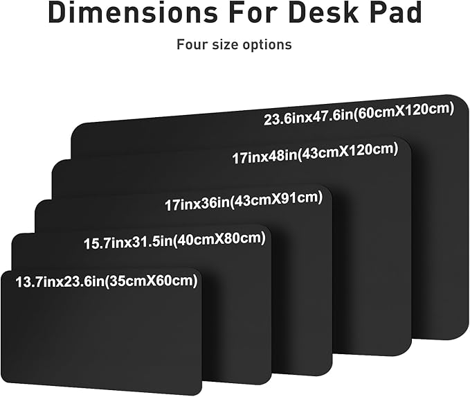 Aothia Faux Leather Desk Mat – Large Mouse Pad, Non - Slip PU Leather Blotter, Waterproof Writing Surface for Office and Home (Black, 47.2" x 23.6") | Desk Pads Blotters - TrueDesk