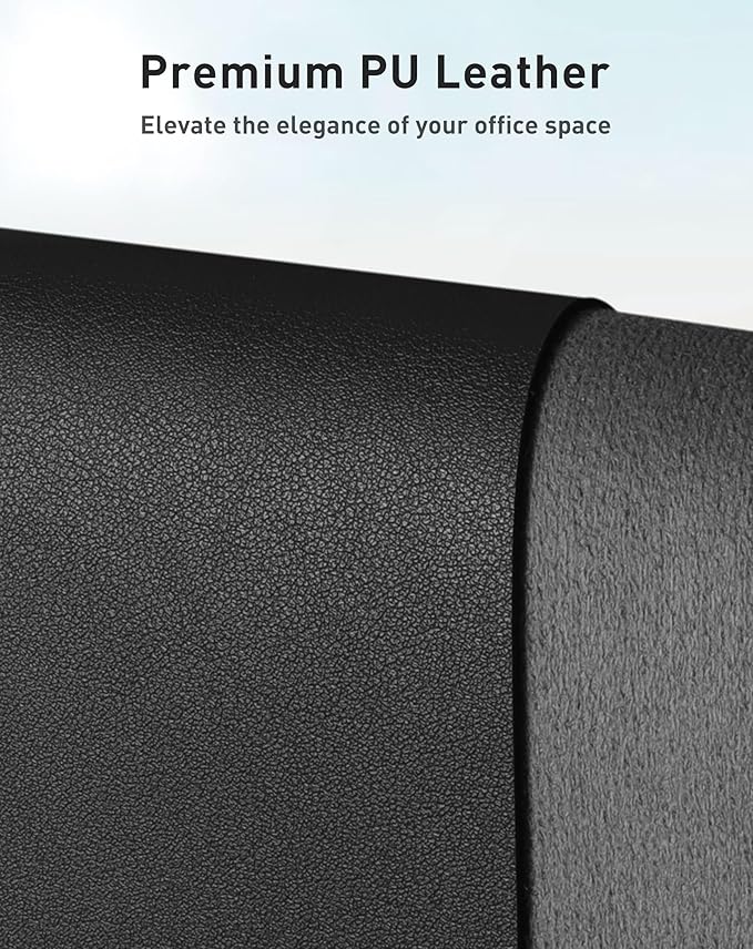 Aothia Faux Leather Desk Mat - Large Mouse Pad, Non - Slip PU Leather Blotter, Waterproof Writing Surface for Office and Home (Black, 63" x 17") | Desk Pads Blotters - TrueDesk