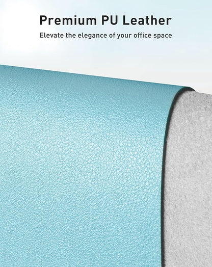 Aothia Faux Leather Desk Mat - Large Mouse Pad, Non - Slip PU Leather Blotter, Waterproof Writing Surface for Office and Home (Blue Topaz, 40" x 24") | Desk Pads Blotters - TrueDesk