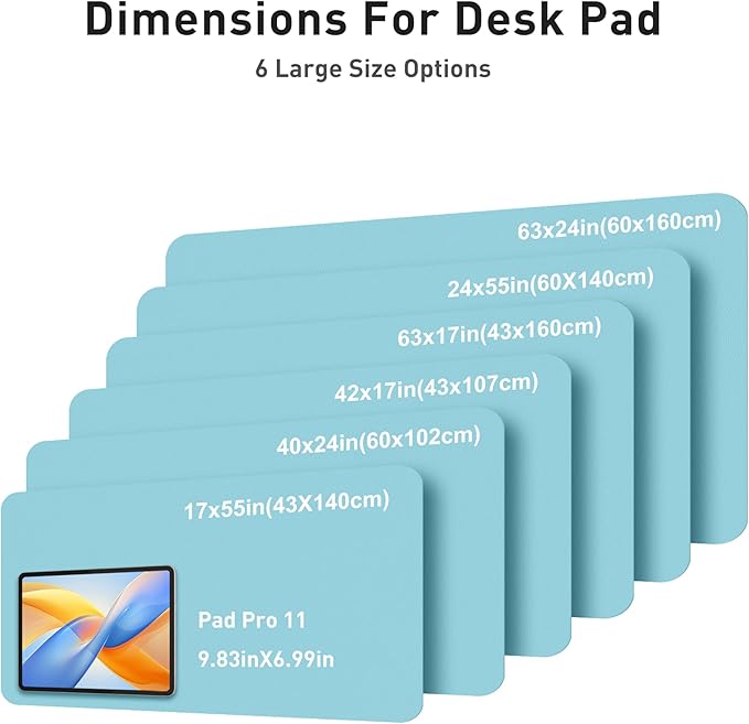 Aothia Faux Leather Desk Mat - Large Mouse Pad, Non - Slip PU Leather Blotter, Waterproof Writing Surface for Office and Home (Blue Topaz, 40" x 24") | Desk Pads Blotters - TrueDesk