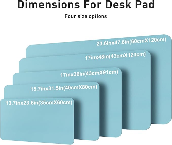 Aothia Faux Leather Desk Mat – Large Mouse Pad, Non - Slip PU Leather Blotter, Waterproof Writing Surface for Office and Home (Blue Topaz, 47.2" x 23.6") | Desk Pads Blotters - TrueDesk