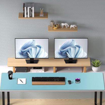 Aothia Faux Leather Desk Mat – Large Mouse Pad, Non - Slip PU Leather Blotter, Waterproof Writing Surface for Office and Home (Blue Topaz, 47.2" x 23.6") | Desk Pads Blotters - TrueDesk