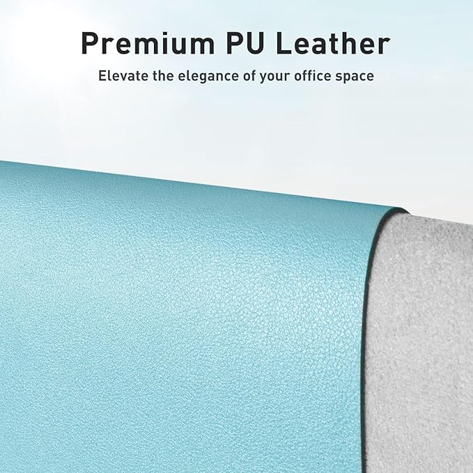 Aothia Faux Leather Desk Mat – Large Mouse Pad, Non - Slip PU Leather Blotter, Waterproof Writing Surface for Office and Home (Blue Topaz, 47.2" x 23.6") | Desk Pads Blotters - TrueDesk