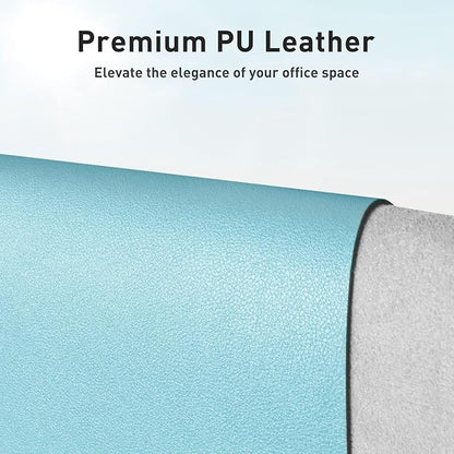 Aothia Faux Leather Desk Mat – Large Mouse Pad, Non - Slip PU Leather Blotter, Waterproof Writing Surface for Office and Home (Blue Topaz, 47.2" x 23.6") | Desk Pads Blotters - TrueDesk