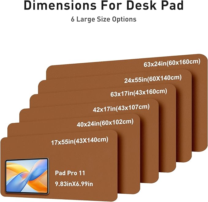 Aothia Faux Leather Desk Mat - Large Mouse Pad, Non - Slip PU Leather Blotter, Waterproof Writing Surface for Office and Home (Brown, 63" x 17") | Desk Pads Blotters - TrueDesk