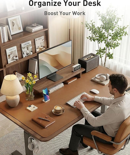 Aothia Faux Leather Desk Mat - Large Mouse Pad, Non - Slip PU Leather Blotter, Waterproof Writing Surface for Office and Home (Brown, 63" x 17") | Desk Pads Blotters - TrueDesk