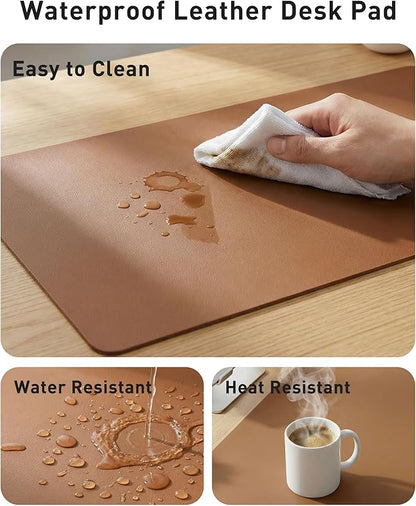 Aothia Faux Leather Desk Mat - Large Mouse Pad, Non - Slip PU Leather Blotter, Waterproof Writing Surface for Office and Home (Brown, 63" x 17") | Desk Pads Blotters - TrueDesk