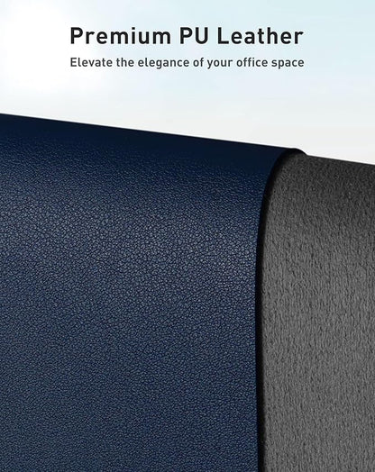 Aothia Faux Leather Desk Mat - Large Mouse Pad, Non - Slip PU Leather Blotter, Waterproof Writing Surface for Office and Home (Dark Blue, 40" x 24") | Desk Pads Blotters - TrueDesk
