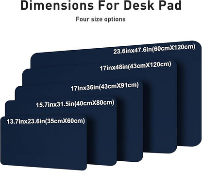 Aothia Faux Leather Desk Mat – Large Mouse Pad, Non - Slip PU Leather Blotter, Waterproof Writing Surface for Office and Home (Dark Blue, 47.2" x 23.6") | Desk Pads Blotters - TrueDesk