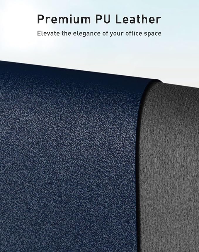 Aothia Faux Leather Desk Mat - Large Mouse Pad, Non - Slip PU Leather Blotter, Waterproof Writing Surface for Office and Home (Dark Blue, 63" x 24") | Desk Pads Blotters - TrueDesk