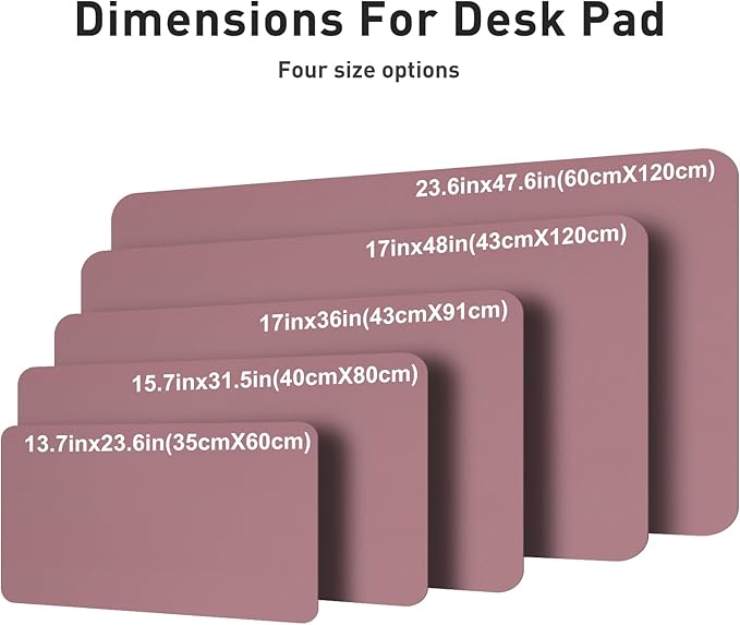 Aothia Faux Leather Desk Mat – Large Mouse Pad, Non - Slip PU Leather Blotter, Waterproof Writing Surface for Office and Home (Dark Pink, 47.2" x 23.6") | Desk Pads Blotters - TrueDesk