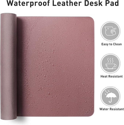 Aothia Faux Leather Desk Mat – Large Mouse Pad, Non - Slip PU Leather Blotter, Waterproof Writing Surface for Office and Home (Dark Pink, 47.2" x 23.6") | Desk Pads Blotters - TrueDesk