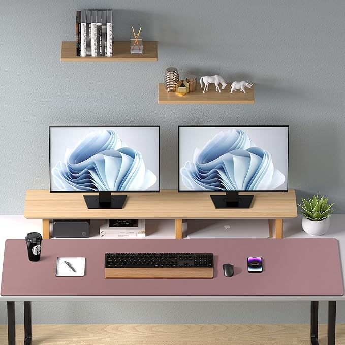 Aothia Faux Leather Desk Mat – Large Mouse Pad, Non - Slip PU Leather Blotter, Waterproof Writing Surface for Office and Home (Dark Pink, 47.2" x 23.6") | Desk Pads Blotters - TrueDesk
