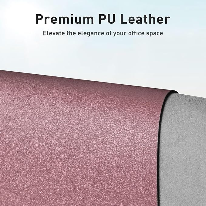 Aothia Faux Leather Desk Mat – Large Mouse Pad, Non - Slip PU Leather Blotter, Waterproof Writing Surface for Office and Home (Dark Pink, 47.2" x 23.6") | Desk Pads Blotters - TrueDesk