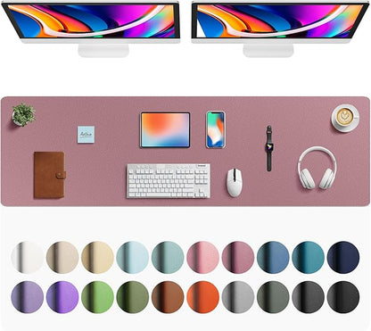 Aothia Faux Leather Desk Mat - Large Mouse Pad, Non - Slip PU Leather Blotter, Waterproof Writing Surface for Office and Home (Dark Pink, 63" x 17") | Desk Pads Blotters - TrueDesk