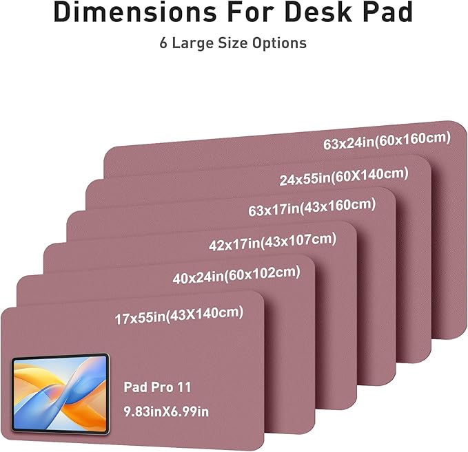 Aothia Faux Leather Desk Mat - Large Mouse Pad, Non - Slip PU Leather Blotter, Waterproof Writing Surface for Office and Home (Dark Pink, 63" x 17") | Desk Pads Blotters - TrueDesk