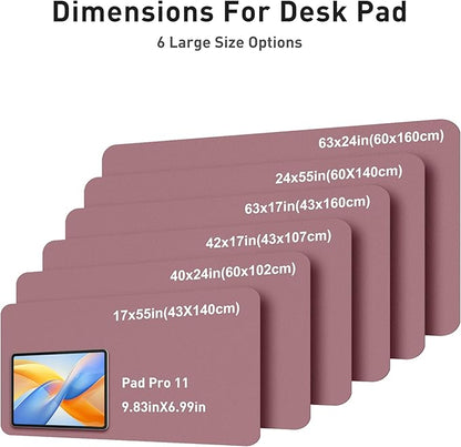 Aothia Faux Leather Desk Mat - Large Mouse Pad, Non - Slip PU Leather Blotter, Waterproof Writing Surface for Office and Home (Dark Pink, 63" x 17") | Desk Pads Blotters - TrueDesk