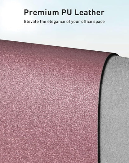 Aothia Faux Leather Desk Mat - Large Mouse Pad, Non - Slip PU Leather Blotter, Waterproof Writing Surface for Office and Home (Dark Pink, 63" x 17") | Desk Pads Blotters - TrueDesk