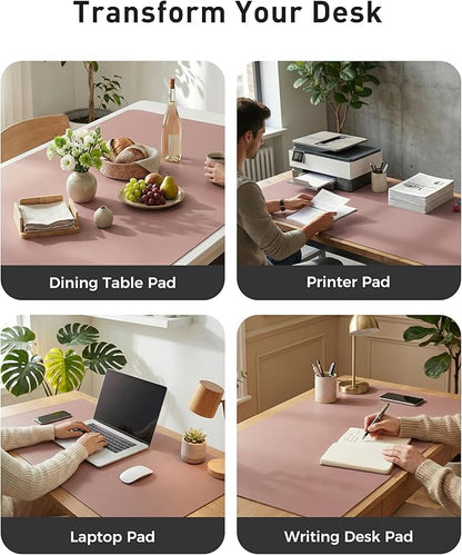 Aothia Faux Leather Desk Mat - Large Mouse Pad, Non - Slip PU Leather Blotter, Waterproof Writing Surface for Office and Home (Dark Pink, 63" x 17") | Desk Pads Blotters - TrueDesk