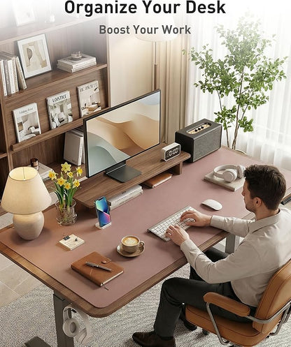 Aothia Faux Leather Desk Mat - Large Mouse Pad, Non - Slip PU Leather Blotter, Waterproof Writing Surface for Office and Home (Dark Pink, 63" x 17") | Desk Pads Blotters - TrueDesk