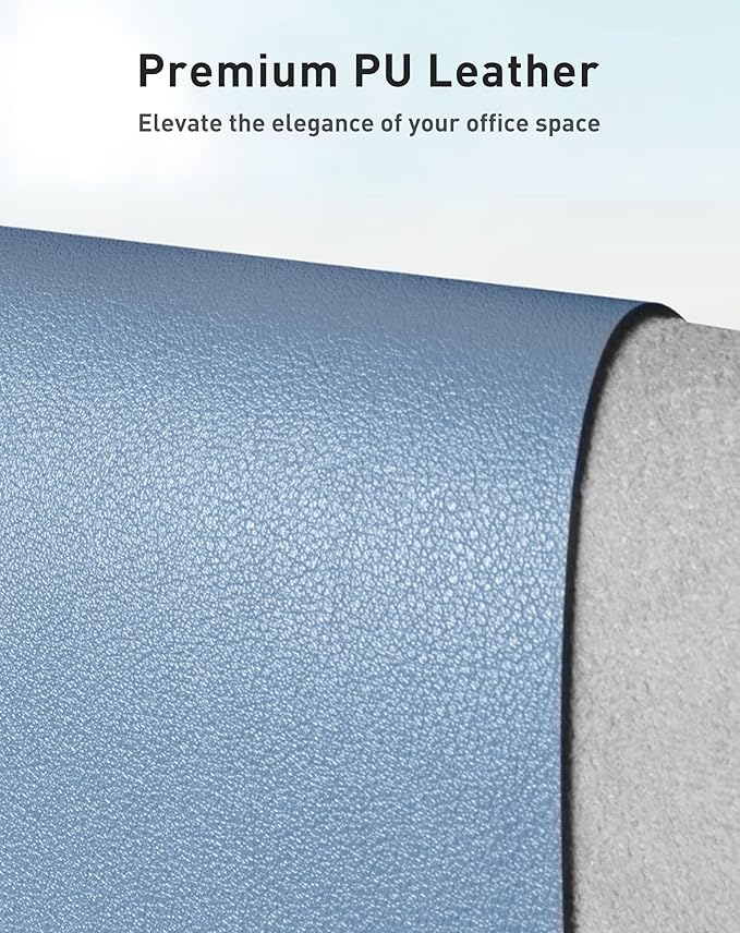 Aothia Faux Leather Desk Mat - Large Mouse Pad, Non - Slip PU Leather Blotter, Waterproof Writing Surface for Office and Home (Denim Blue, 63" x 24") | Desk Pads Blotters - TrueDesk