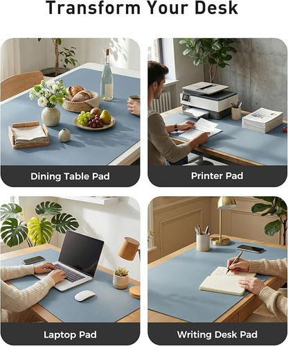 Aothia Faux Leather Desk Mat - Large Mouse Pad, Non - Slip PU Leather Blotter, Waterproof Writing Surface for Office and Home (Denim Blue, 63" x 24") | Desk Pads Blotters - TrueDesk