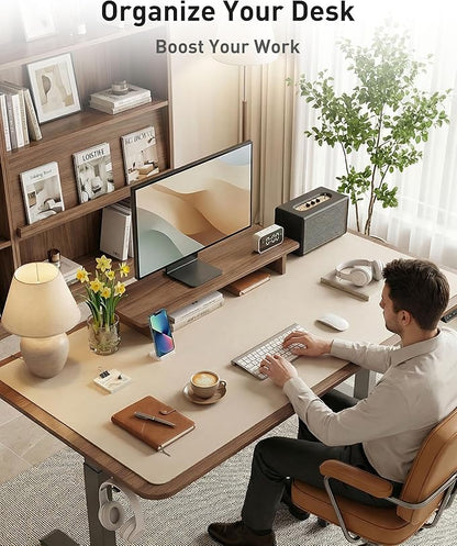 Aothia Faux Leather Desk Mat - Large Mouse Pad, Non - Slip PU Leather Blotter, Waterproof Writing Surface for Office and Home (Eggshell, 40" x 24") | Desk Pads Blotters - TrueDesk