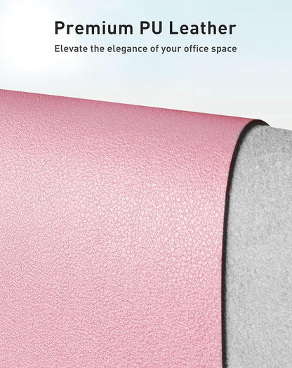 Aothia Faux Leather Desk Mat - Large Mouse Pad, Non - Slip PU Leather Blotter, Waterproof Writing Surface for Office and Home (Fairy Pink, 40" x 24") | Desk Pads Blotters - TrueDesk