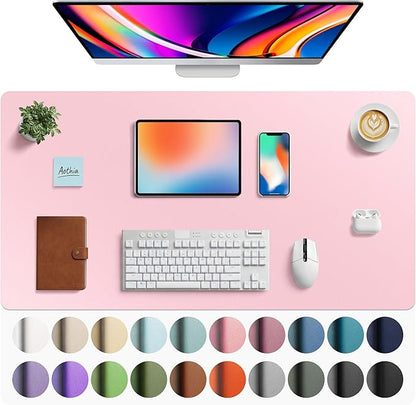 Aothia Faux Leather Desk Mat - Large Mouse Pad, Non - Slip PU Leather Blotter, Waterproof Writing Surface for Office and Home (Fairy Pink, 40" x 24") | Desk Pads Blotters - TrueDesk