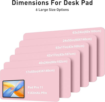 Aothia Faux Leather Desk Mat - Large Mouse Pad, Non - Slip PU Leather Blotter, Waterproof Writing Surface for Office and Home (Fairy Pink, 42" x 17") | Desk Pads Blotters - TrueDesk