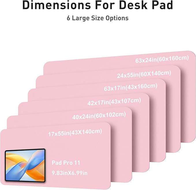 Aothia Faux Leather Desk Mat - Large Mouse Pad, Non - Slip PU Leather Blotter, Waterproof Writing Surface for Office and Home (Fairy Pink, 63" x 24") | Desk Pads Blotters - TrueDesk