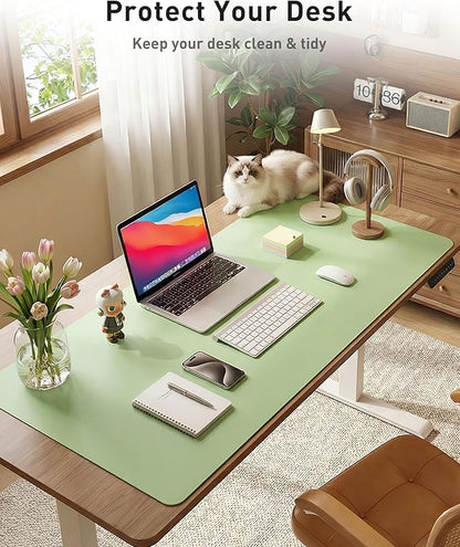 Aothia Faux Leather Desk Mat - Large Mouse Pad, Non - Slip PU Leather Blotter, Waterproof Writing Surface for Office and Home (Foam Green, 42" x 17") | Desk Pads Blotters - TrueDesk