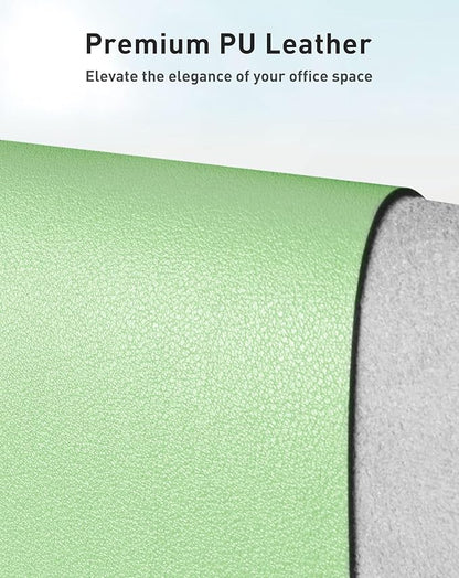 Aothia Faux Leather Desk Mat - Large Mouse Pad, Non - Slip PU Leather Blotter, Waterproof Writing Surface for Office and Home (Foam Green, 42" x 17") | Desk Pads Blotters - TrueDesk