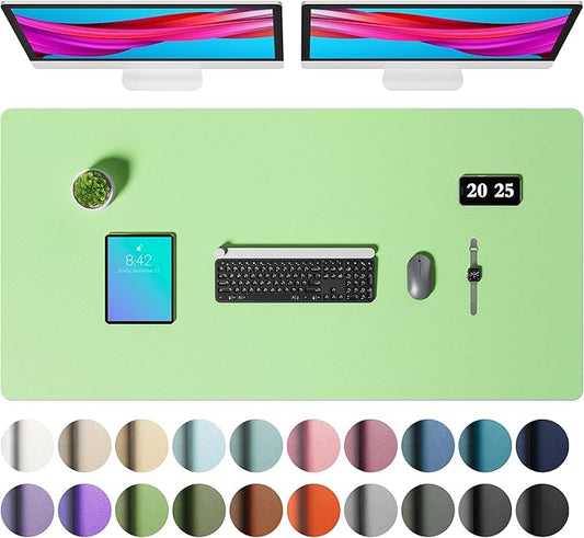 Aothia Faux Leather Desk Mat – Large Mouse Pad, Non - Slip PU Leather Blotter, Waterproof Writing Surface for Office and Home (Foam Green, 47.2" x 23.6") | Desk Pads Blotters - TrueDesk